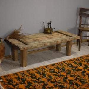 Rustic wood coffee table for living room, live edge coffee table, wooden rustic mid-century farmhouse furniture, rectangular vintage barn