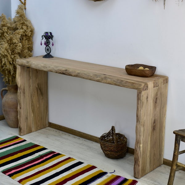 It is made by hand from walnut wood. Rustic dresser table console table Hallway furniture entryway live edge entry desk gift for women