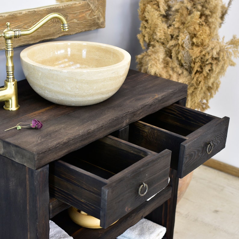 Rustic Bathroom Sink, Reclaimed Wood Live Edge Vanities Sink Farmhouse