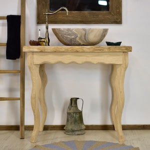 Rustic Bathroom sink Handmade Recycled Wood Live Edge Bathroom Sinks with Drawers Farmhouse Wood Decor Gift for Her