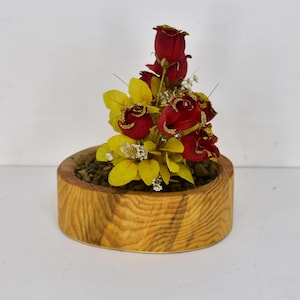 Übertopf Blume Holztrockenblumentopf Indoor Handgemachte Einzigartige Holzblume Natürliches Dekoratives Wohndesign Einzigartiges Geschenk Blumentopfvase für Sie