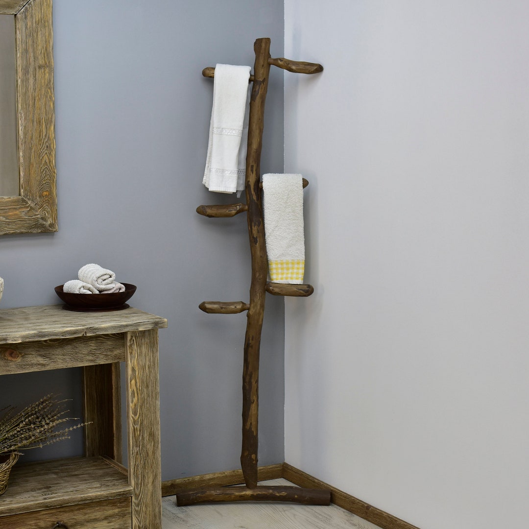 Wooden Towel Hanger Bathroom Towel Rack Bathroom Organizer Personalized Hanger Rustic Bathroom ...