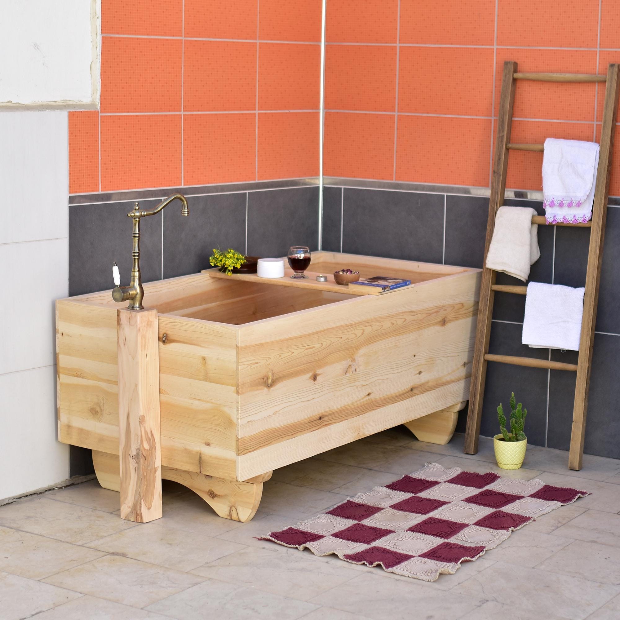 Bañera de madera Ofuro de cedro hecha a mano estilo caja bañera natural  japonesa única madera medieval rústica personalizar con opción de baño. -  Etsy México, image size:2000x2000