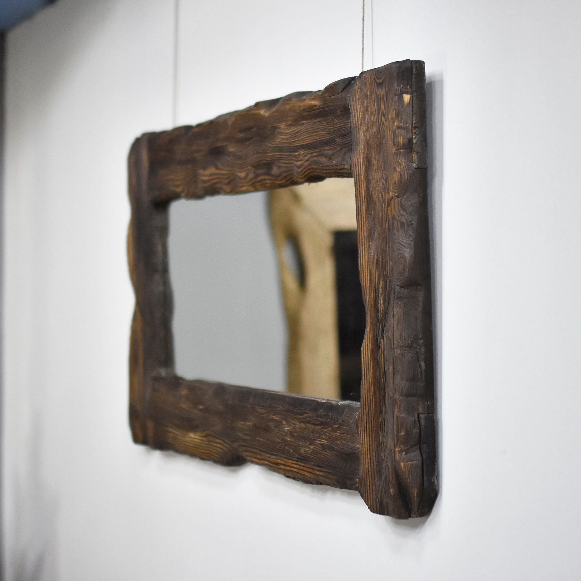 Rustic Mirror Wooden Mirror Natural Wood Mirror Farmhouse Etsy UK