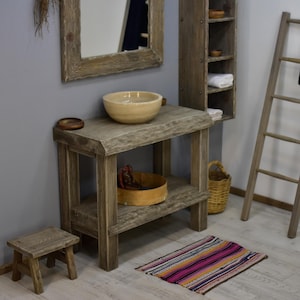 Bathroom sink wood live edge vanities sink farmhouse wood decor gift for her handmade recycled wood
