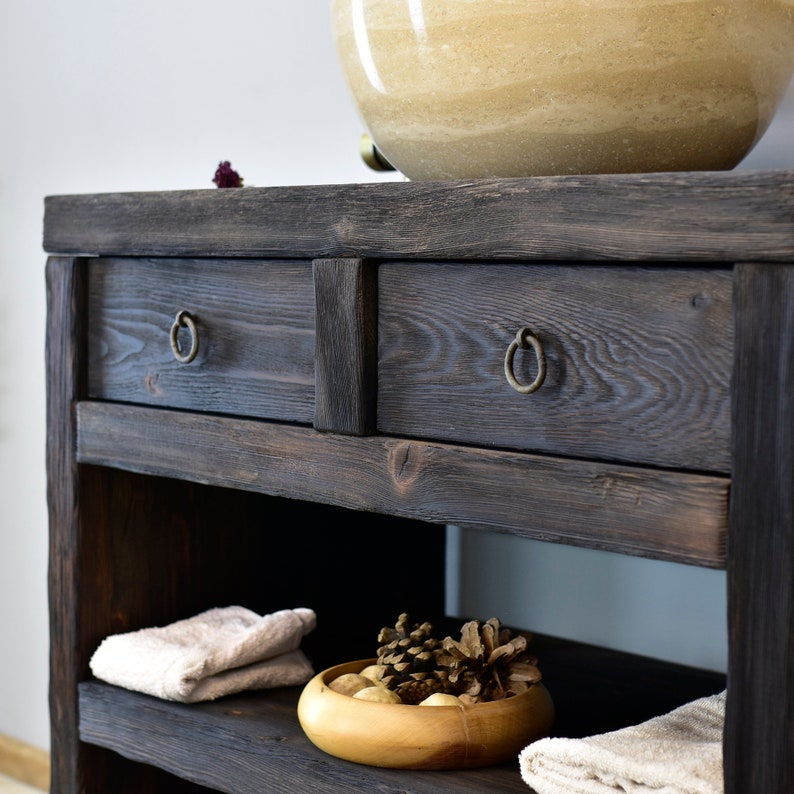 Rustic Bathroom Sink, Reclaimed Wood Live Edge Vanities Sink Farmhouse