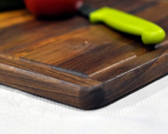 Plato de desayuno y presentación de madera, Tabla de cortar hecha a mano en nogal negro, No se rompe ni se rompe gracias a su robusta articulación.