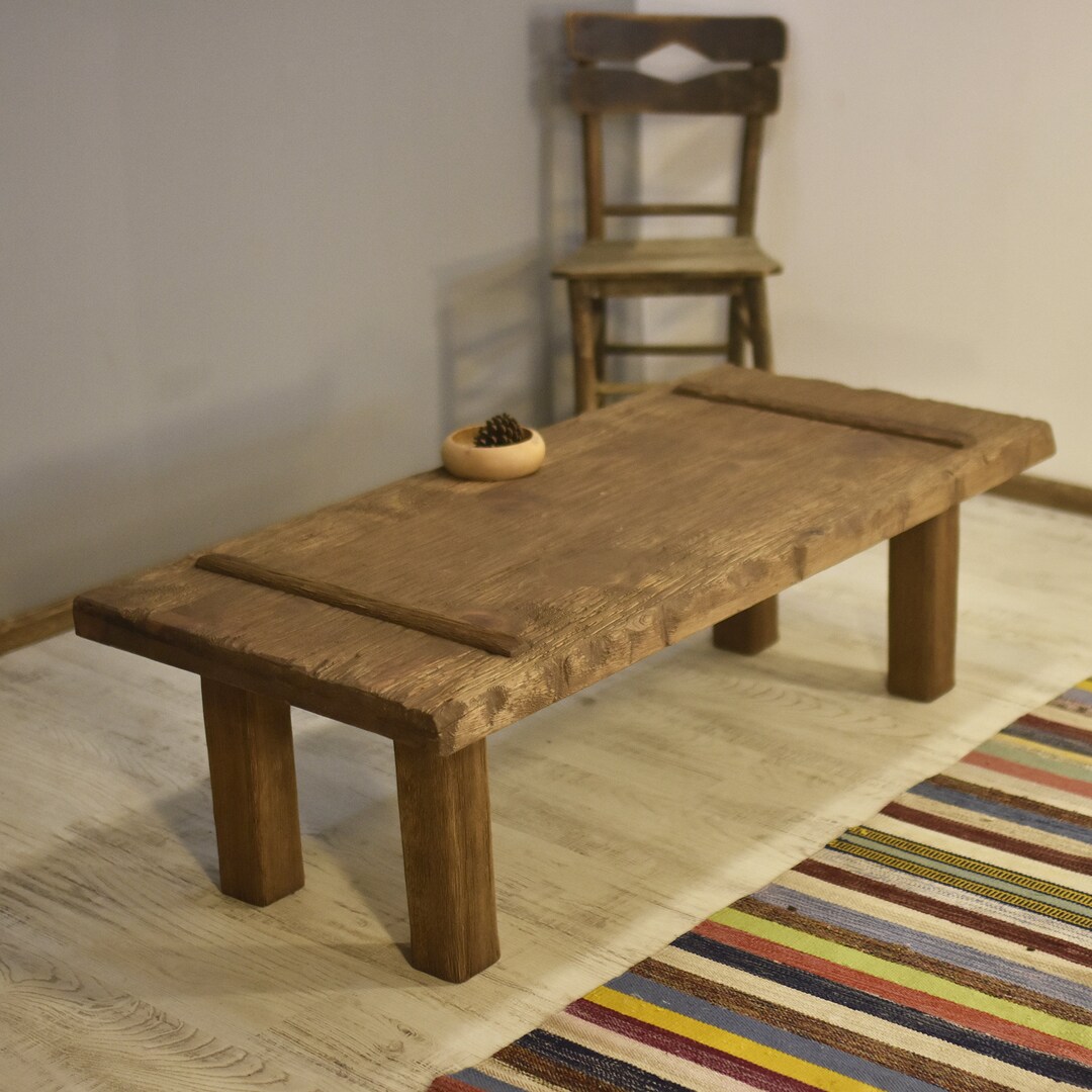 Handmade Rustic Wood Coffee Table, Live Edge Farmhouse Furniture - Etsy - Rustic Wood Coffee Tables Living Room