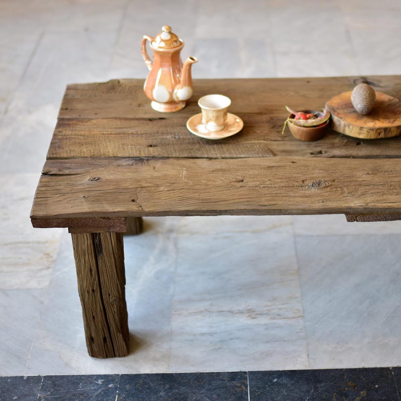 Rustic Coffee Table Handmade for Living Room Live Edge Side Table Wood