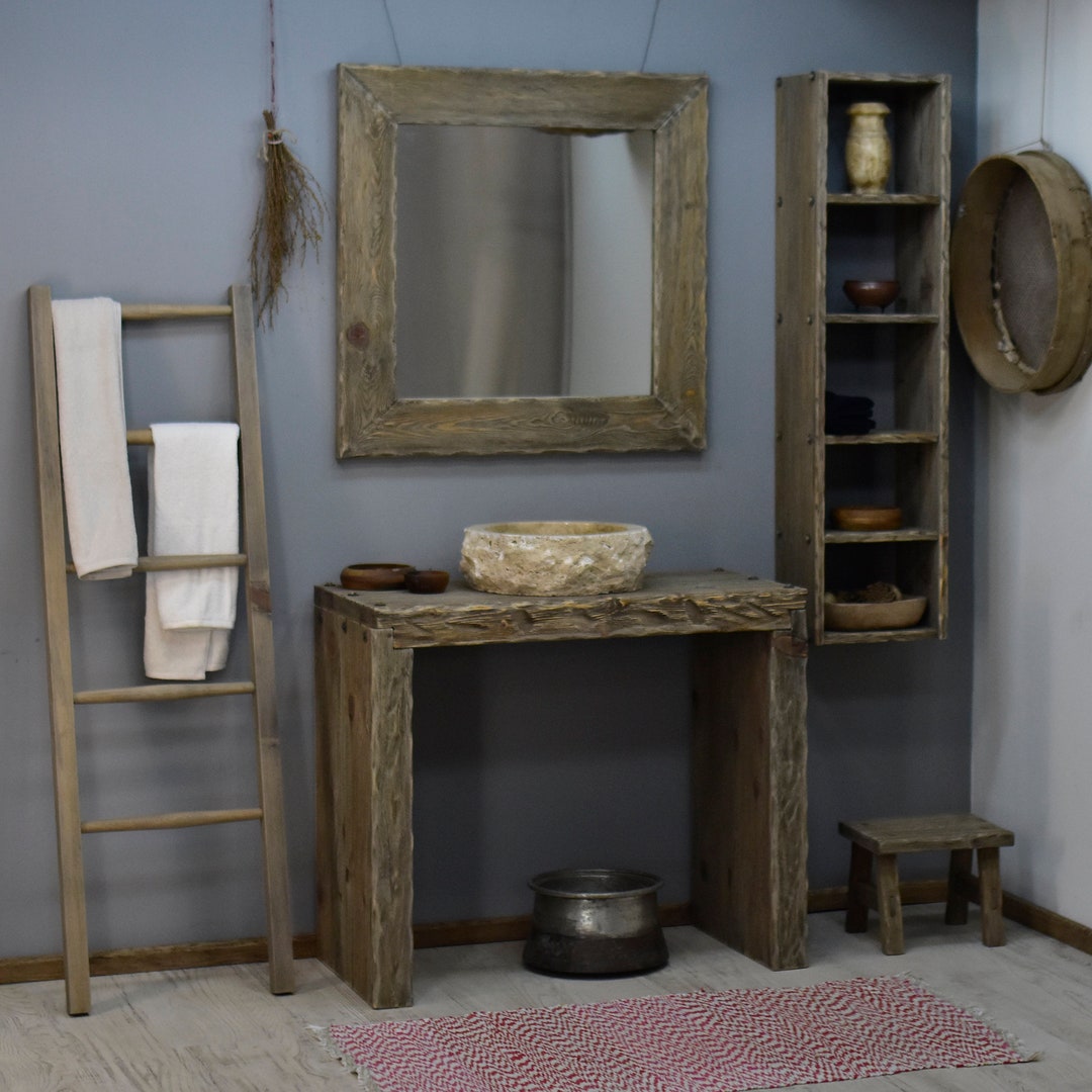 Rustic Bathroom Sink Vanity Reclaimed Wood Live Edge Vanities - Etsy
