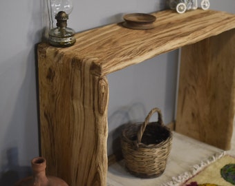 Mesa de tocador rústica mesa de consola hecha a mano Muebles de pasillo entrada vintage madera de castaño escritorio de entrada de borde vivo para mujeres madera