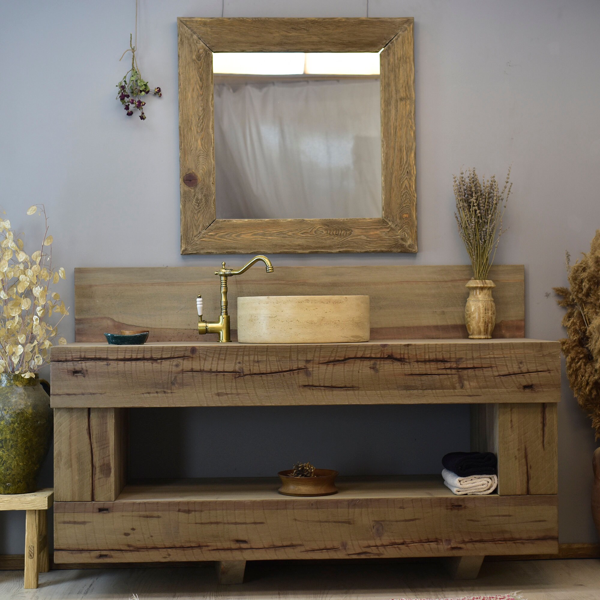 Handmade Rustic Bathroom Sink Table Custom Design, Antique Recycled ...