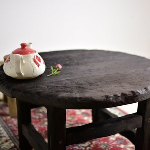 Coffee Table Yakisugi side table Sugi Ban Japanese furniture  Handmade Live Edge Side Round Coffee Table Wood Rustic Mid-Century Farmhouse