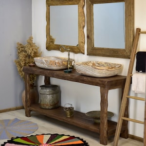 Vanity Rustic Bathroom Sink Handmade Rustic Wood Live Edge Vanity Vanity Farmhouse Wood Decor Bathroom  Vanity Mid Century  2 Sink Vanity