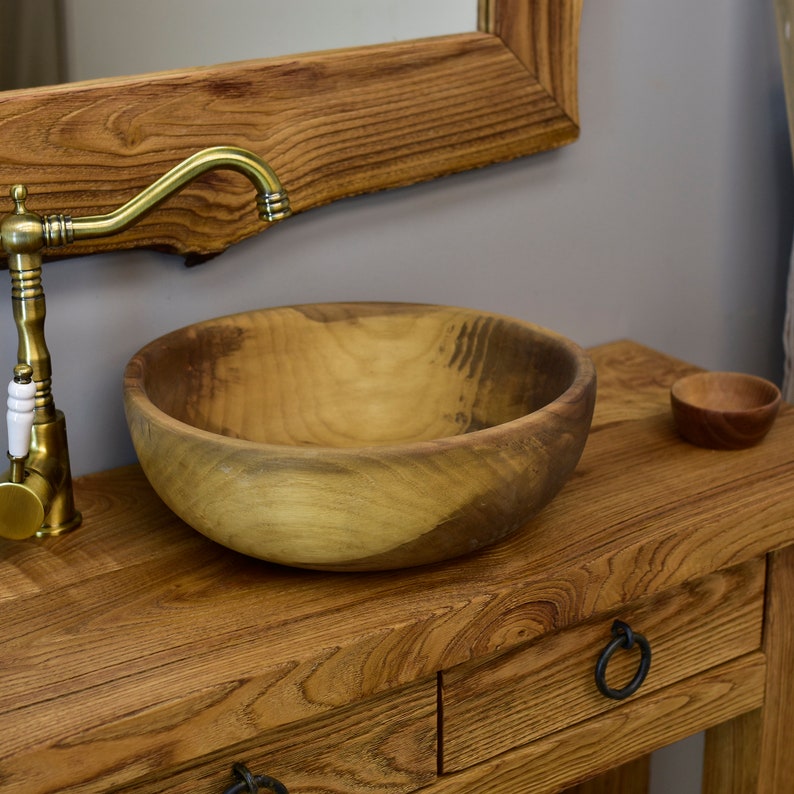 Rustic Bathroom Sink, Reclaimed Wood Live Edge Vanities Sink Farmhouse