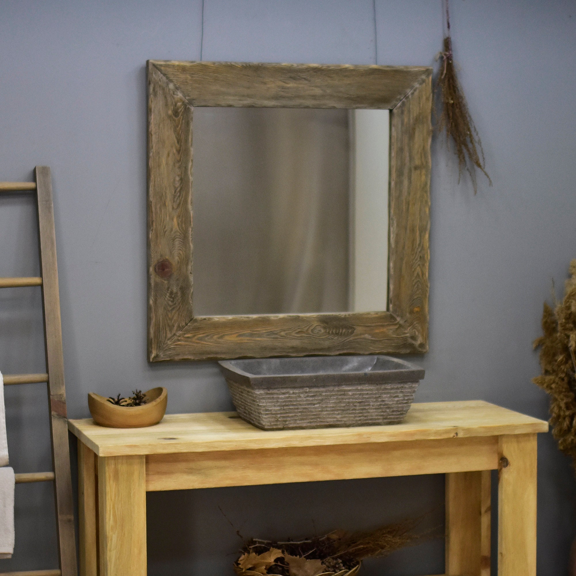 Handmade Reclaimed Wood Mirror Rustic Farmhouse Decor Etsy