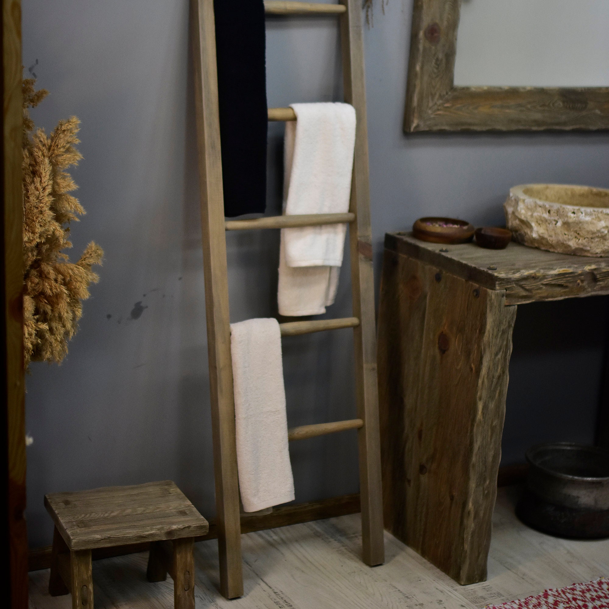 Wooden Towel Hanger Bathroom Towel Rack Bathroom Organizer Personalized Hanger Rustic Bathroom ...