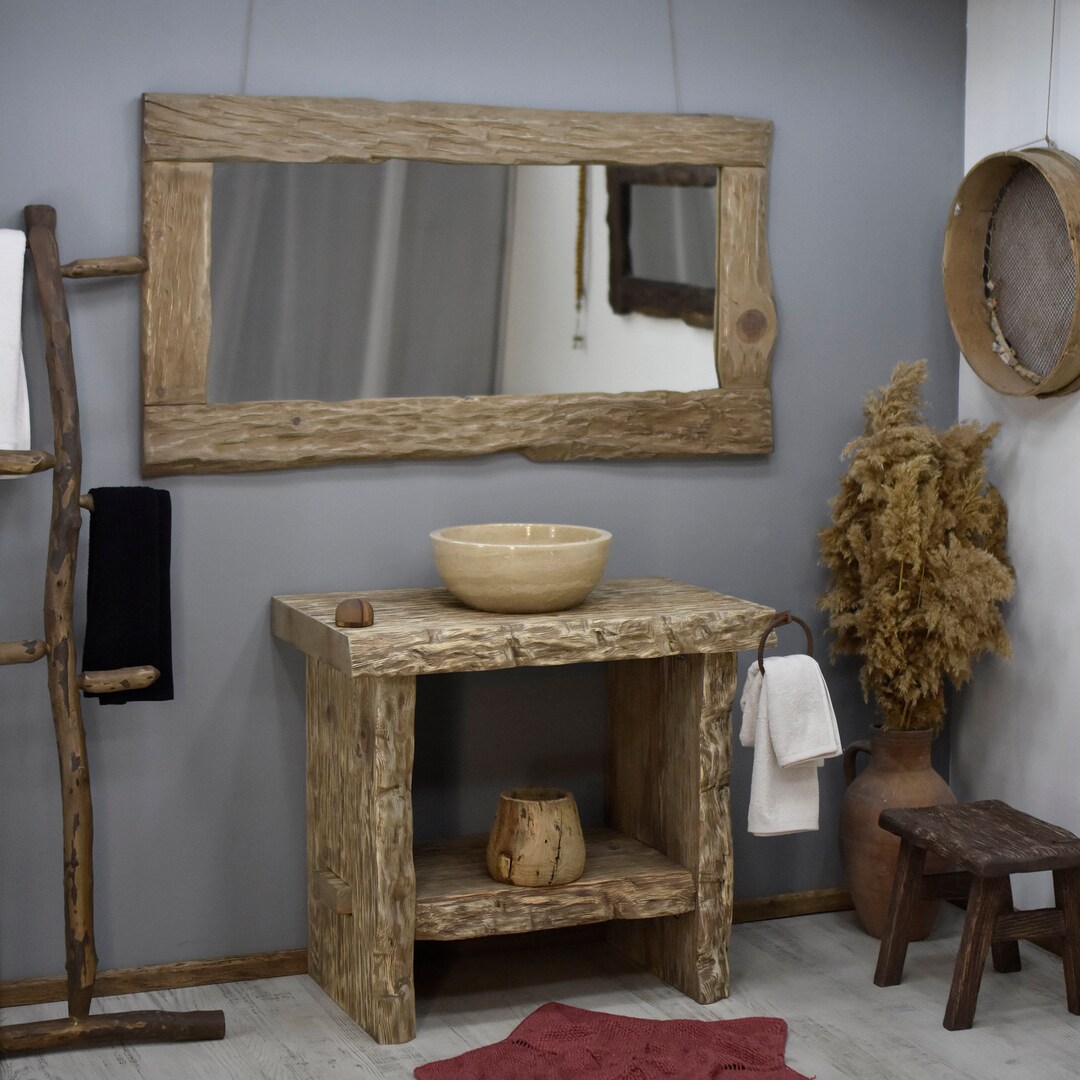 Rustic Bathroom Sink Vanity Reclaimed Wood Live Edge Vanities Sink ...