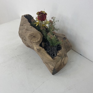 Vintage natürlicher Blumentopf aus Holz • Garten Holz Garten Haus Blumentopf • Handgefertigte einzigartige Holzblume • Natürliche dekorative Hausvase