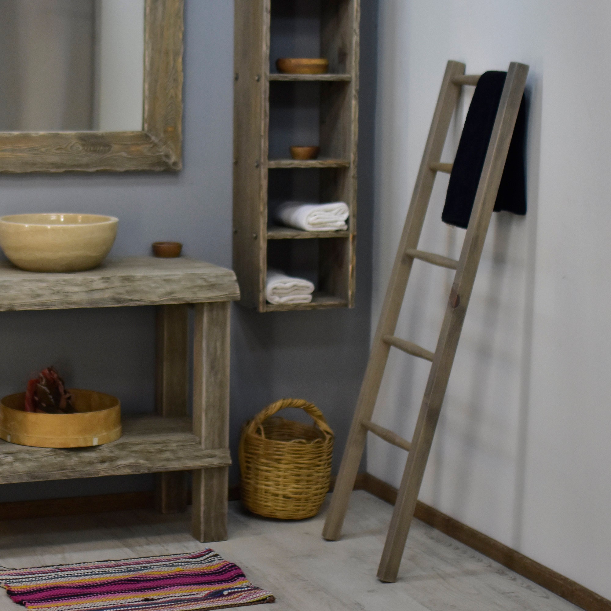 Wooden Towel Hanger Bathroom Towel Rack Bathroom Organizer Personalized Hanger Rustic Bathroom ...