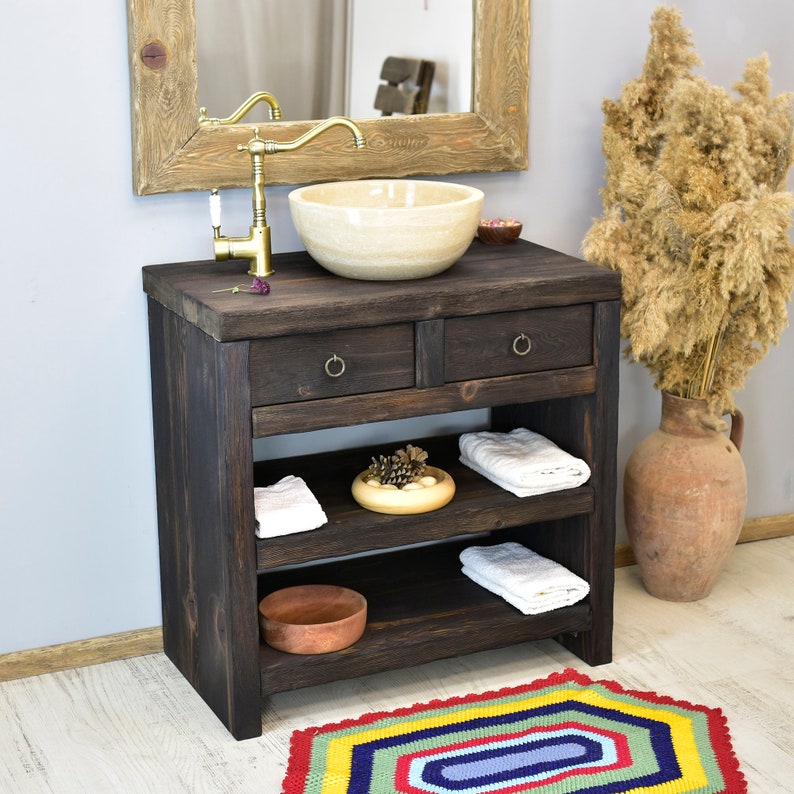Rustic Bathroom Sink, Reclaimed Wood Live Edge Vanities Sink Farmhouse