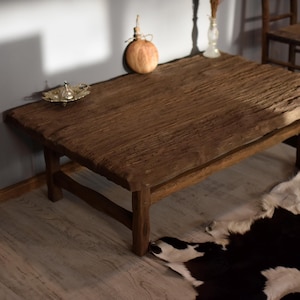 Coffee Table Rustic Handmade , For Living Room Live Edge Side Table , Wood Rustic Mid Century ,Farmhouse Furniture Rectangular Barnwood Gift