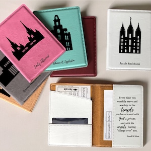 Custom Engraved Leather LDS Temple Recommend and Temple Ordinance Organizer