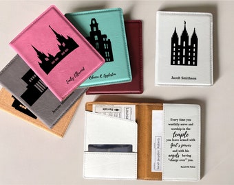 Custom Engraved Leather LDS Temple Recommend and Temple Ordinance Organizer