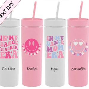 Monogrammed Dance Era Skinny Tumbler with Lid and Straw