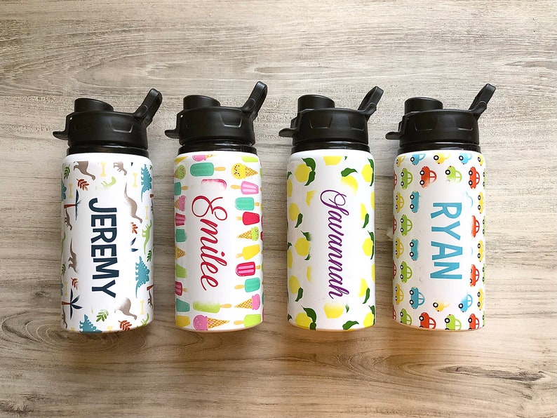 Personalized Summer Kids Water Bottle Water Bottles Personalized Water Bottle with Name Personalized Back to School image 1