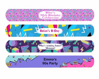 90s/80s Themed Custom Slap Bracelets | Printed Party Favor Slap Bracelets