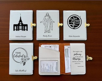 NEW! Custom Etched Temple Recommend and name Card Holder with Recommend Scanner Window