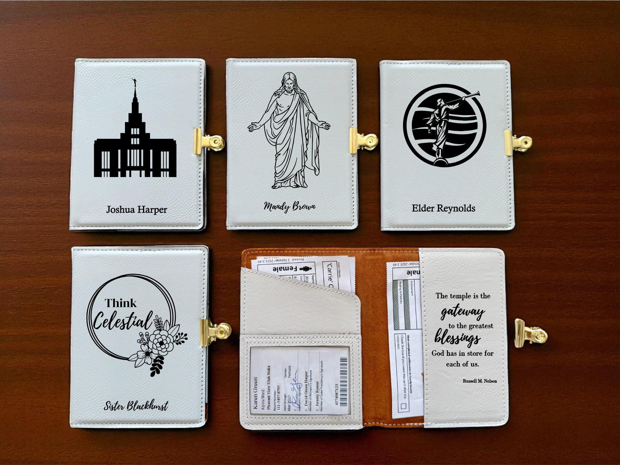 NEW! Custom Etched Temple Recommend and name Card Holder with Recommend Scanner Window