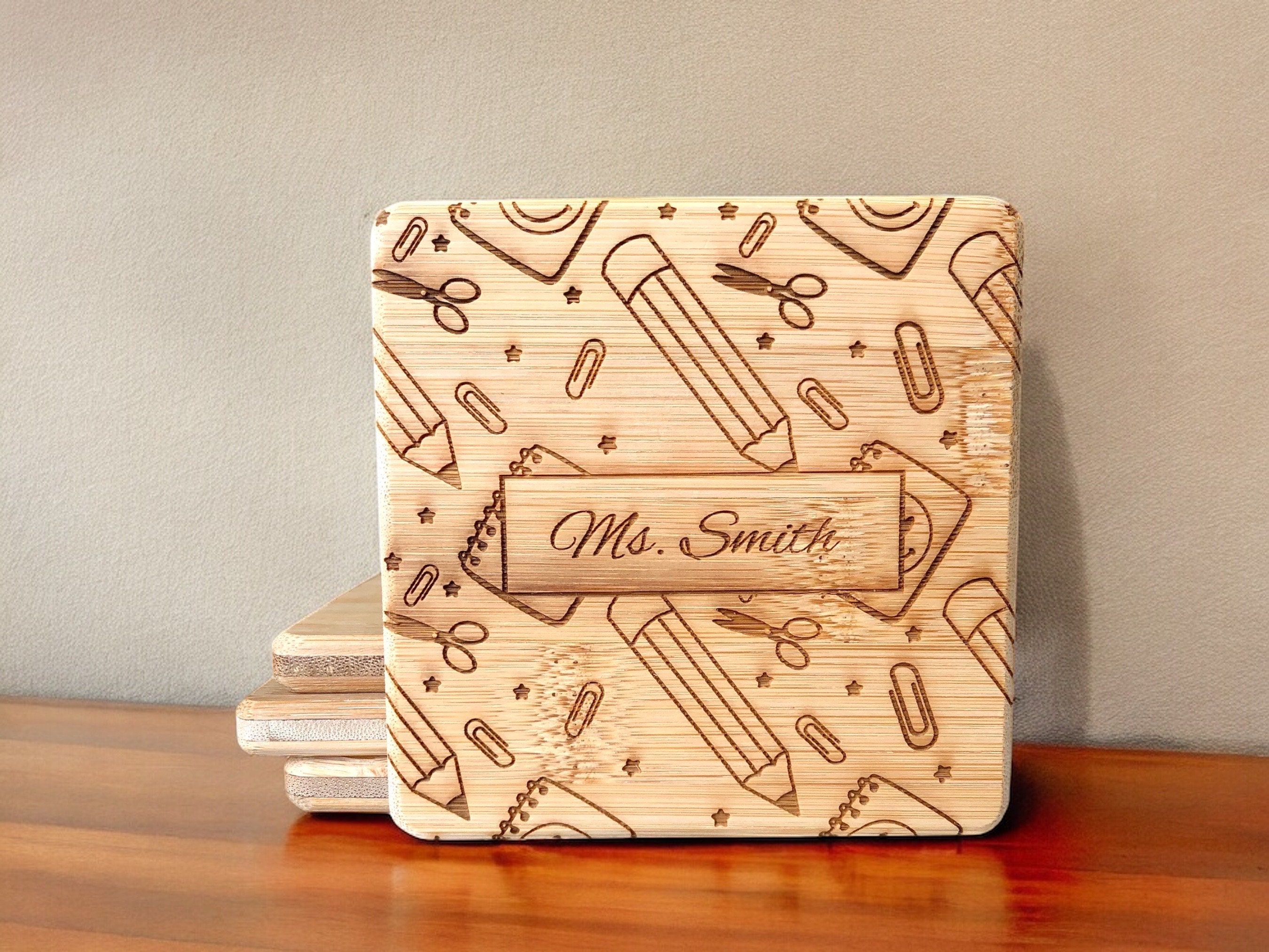 Personalized Teacher Appreciation Bamboo Coasters - Etsy