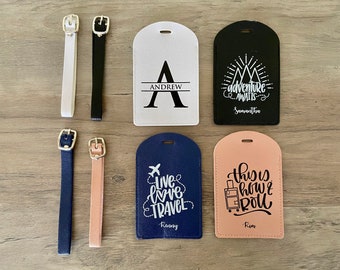Personalized Leather Luggage Tags | Custom Luggage Tag Gift | Travel Gift