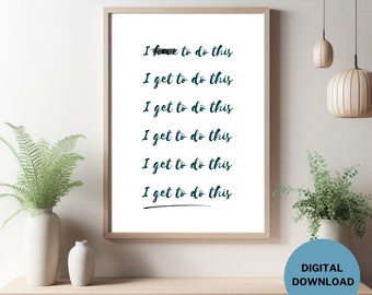 I have to do this vs I get to do this | Digital High Quality Printable Wall Art | Décor | Screensaver | Motivational | INSTANT DOWNLOAD