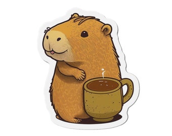 Capybara Kaffeetrinker Magnet, Capybara, Geschenk für Sie, Geschenk für Mama, niedliches Tier, Magnet