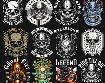 Streetwear Motorcycle T-Shirt Designs Bundle : Vintage & Retro Motocross Graphics (High-Quality PNG)