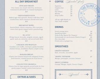 Restaurant Menu Template Canva, Editable Price List & Welcome Sign (Digital)
