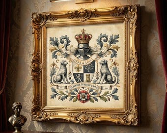 Custom Family Crest Wall Art, Framed Canvas or Metal Print, Personalized Coat of Arms Decor, Heritage Home Artwork