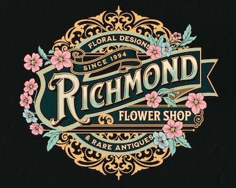 A victorian design, perfect for vintage-themed boutiques and stores. Would look great on a shop window