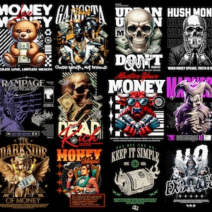 Streetwear Money PNG Designs, 100 Dollar, Trendy Digital Art Files for Clothing, Graphic Design Bundle, Includes 100 High-Quality PNG Files