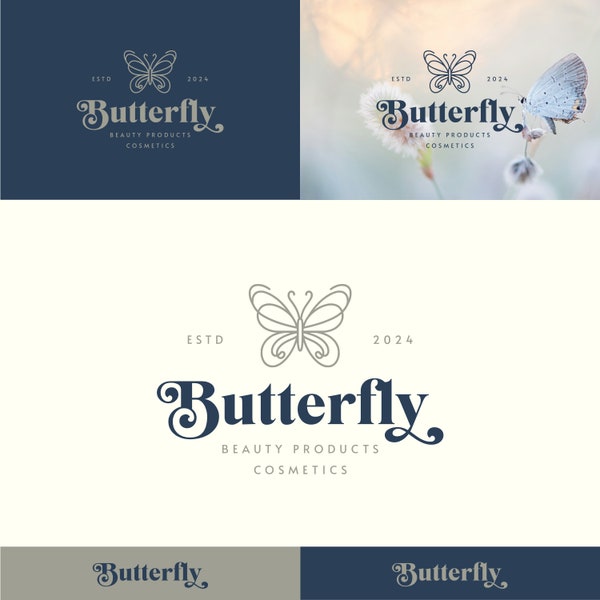 Schmetterling Logo-Design Boutique Individuelles, Rosa Sommer Schmetterling Logo-Design Minimalist, Schmuck Logo-Design, Bead Crafts Logo, Hautpflege Logo, Beauty