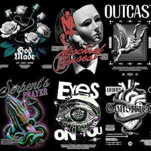Streetwear Vector Bundle - 15 Exclusive Urban T-Shirt Designs for Streetwear Fans, Includes EPS, PNG, PDF Files