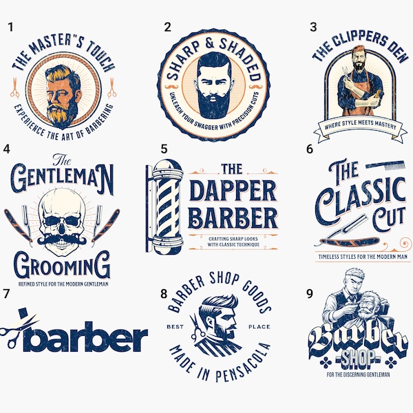 Custom Barber Shop Logo Design - Professional Men's Grooming Branding - Digital Barber Logo Files for Business Identity - Gift for Barbers