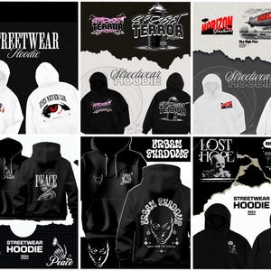Streetwear Vector Bundle - 15 Exclusive Urban T-Shirt Designs for Streetwear Fans, Includes EPS, PNG, PDF Files