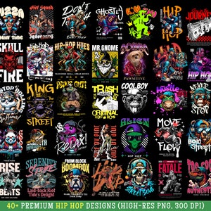 40+ T-shirt designs bundle , hip hop design bundle , rock design bundle , bikers design , rock bands t-shirts , hip hop t-shirt