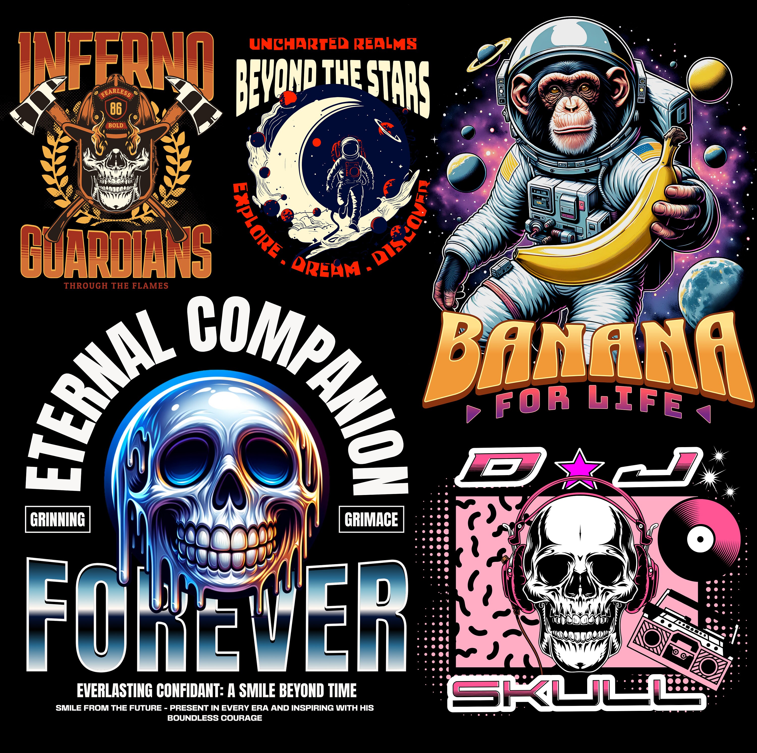 Modern Streetwear PNG Set, Casual T-shirt Design Bundle
