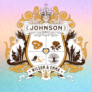 Personalized family crests - coat of arms, Wedding, New Home, Anniversary, Family Gift.