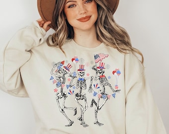 4th of july skeleton png, Retro Skeletons Dancing, funny,Fireworks,Independence,vintage, american Flag, Red White Blue png, instant download